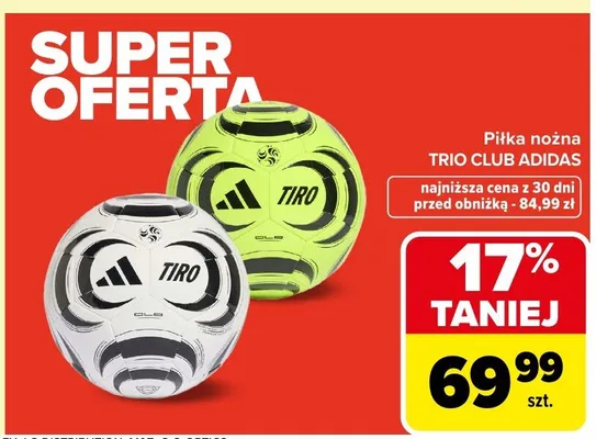 Piłka nożna TRIO CLUB ADIDAS promocja w Carrefour