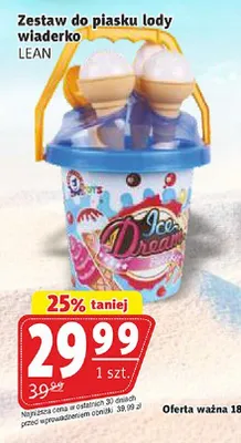 Zestaw do piasku lody wiaderko LEAN promocja w Prim Market