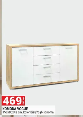Komoda Vogue 150x85x42cm kolor biały/dąb sonoma promocja w Merkury Market