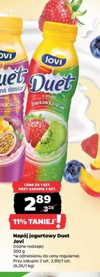 Napój jogurtowy Duet o smaku Truskawka-Kiwi Jovi promocja w Netto