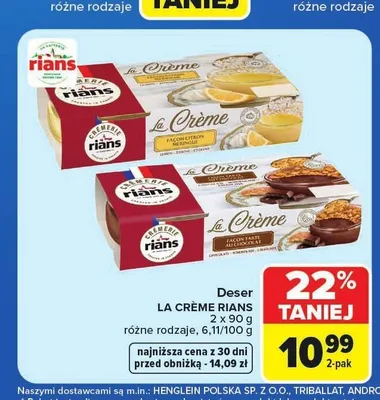 Deser La Crème Rians cytrynowy 2-pak promocja w Carrefour