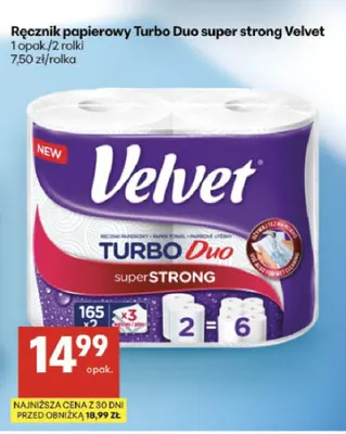 Ręcznik papierowy Turbo Duo super strong Velvet promocja w Delikatesy Centrum