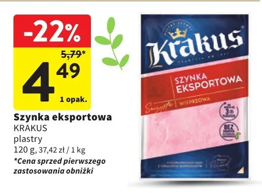 Szynka eksportowa plastry promocja w Intermarche