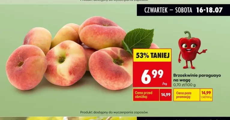 Brzoskwinie paraguayo promocja w Biedronka