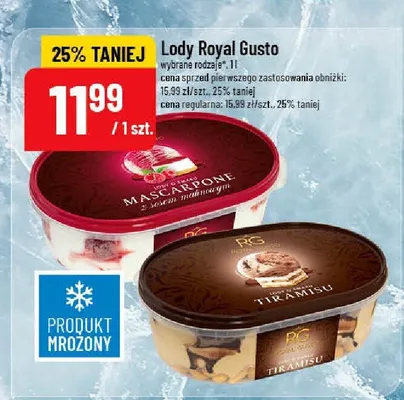 Lody Royal Gusto wybrane rodzaje promocja w POLOmarket
