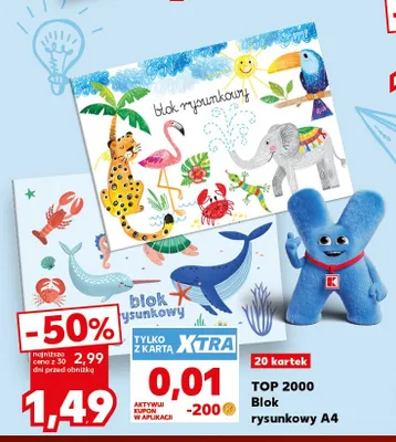 Blok rysunkowy A4 TOP 2000 20 kartek promocja w Kaufland