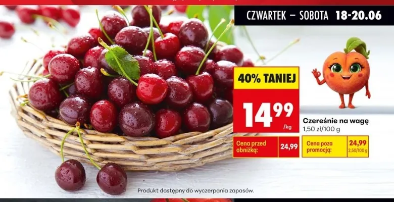 Czereśnie na wagę promocja w Biedronka