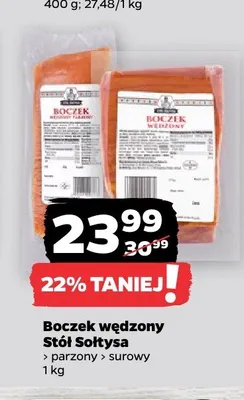 Boczek wędzony surowy Stół Sołtysa promocja w Netto