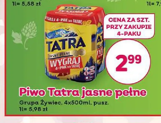 Piwo Tatra 4-pak promocja w Bliski