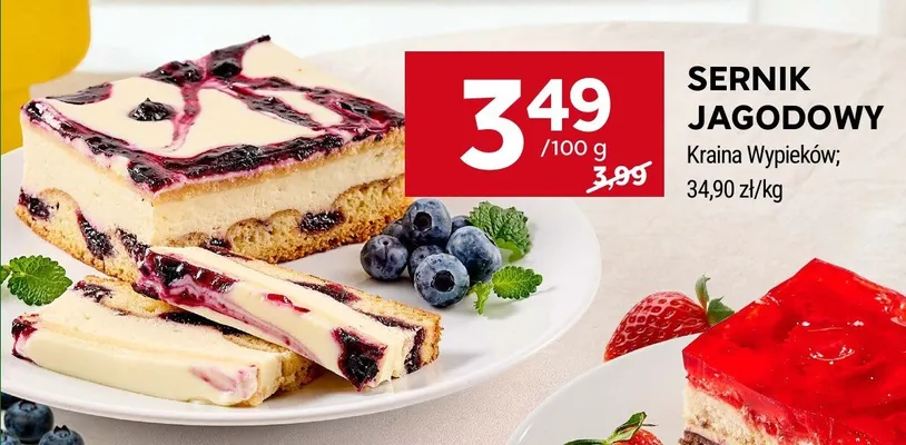 Sernik jagodowy Kraina Wypieków promocja w Stokrotka