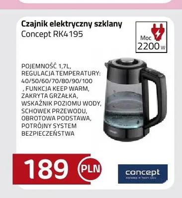 Czajnik elektryczny szklany Concept RK4195 promocja w kakto.pl