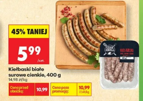 Kiełbaski białe surowe cienkie Czas na Grill promocja w Biedronka