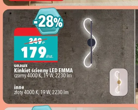 Kinkiet ścienny LED Goldlux Emma czarny promocja w Biedronka Home