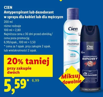 Dezodorant w sprayu dla kobiet Cien promocja w Lidl