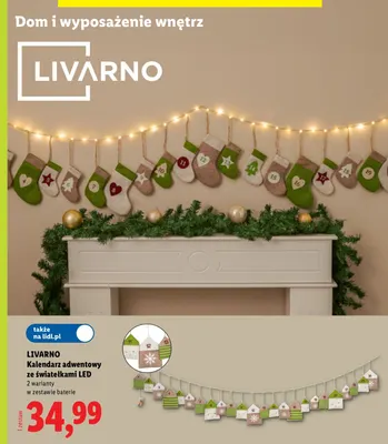 Kalendarz adwentowy ze światełkami LED Livarno promocja w Lidl