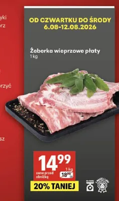 Żeberka wieprzowe płaty promocja w Delikatesy Centrum