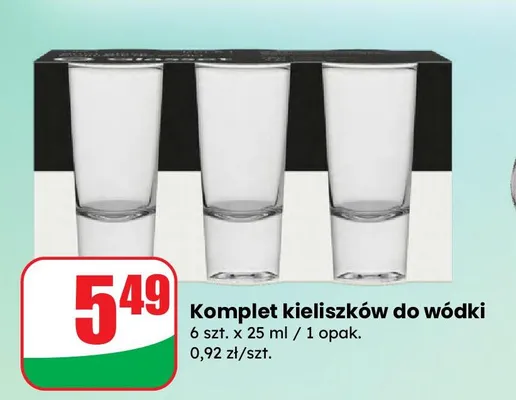 Komplet kieliszków do wódki promocja w Dino