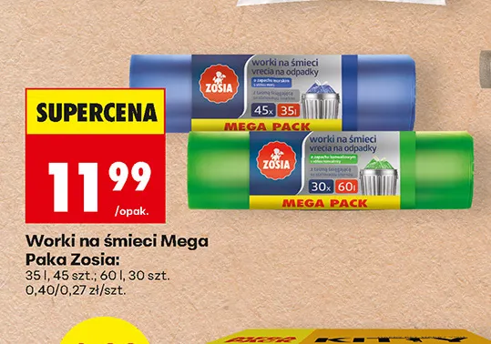 Worki na śmieci Mega Paka Zosia 60 l promocja w Biedronka