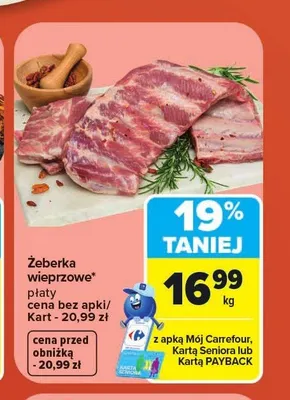 Żeberka wieprzowe płaty promocja w Carrefour