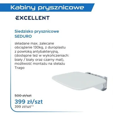 Siedzisko prysznicowe Excellent Seduro promocja w Blu Salony Łazienek