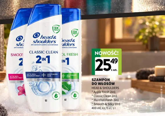 Szampon do włosów Apple Fresh 2in1 Head & Shoulders promocja w Intermarche