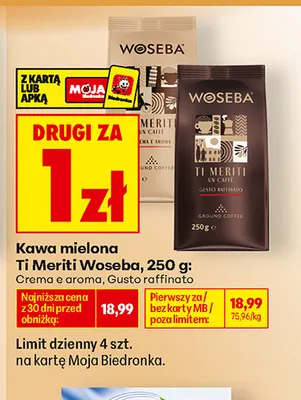 Kawa mielona Ti Meriti Gusto raffinato Woseba promocja w Biedronka