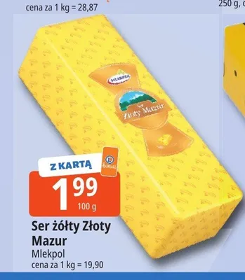 Ser żółty Złoty Mazur Mlekpol promocja w Leclerc