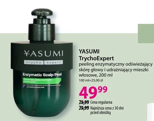Peeling enzymatyczny odświeżający skórę głowy i udraźniający mieszki włosowe TrychoExpert promocja w Hebe