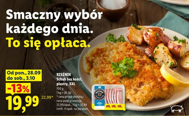 Schab bez kości plastry XXL Rzeźnik promocja w Lidl