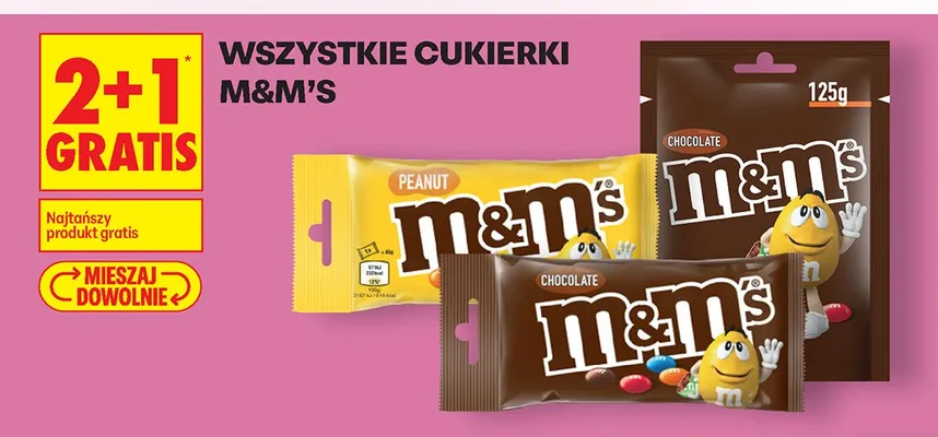 Wszystkie cukierki M&M's 2+1 GRATIS promocja w Biedronka