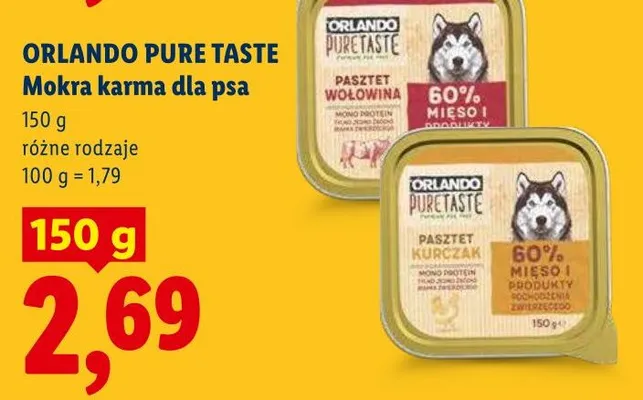 Mokra karma dla psa Orlando Pure Taste Pasztet Kurczak promocja w Lidl