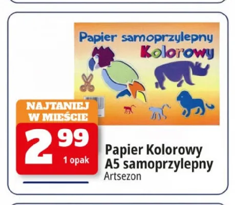 Papier kolorowy A5 samoprzylepny Artsezon promocja w Leclerc