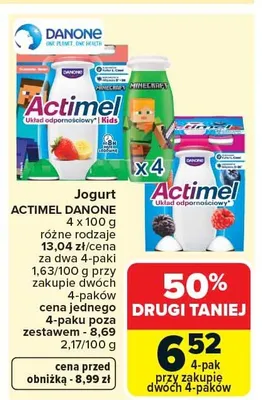 Jogurt Actimel różne rodzaje promocja w Carrefour Market