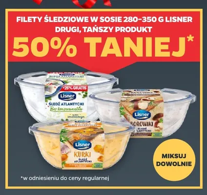 Filety śledziowe w sosie Lisner kurki promocja w Netto