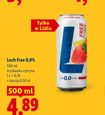 Piwo bezalkoholowe Lech Free truskawka-cytryna promocja w Lidl