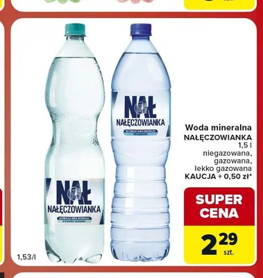 Woda mineralna Nałęczowianka delikatnie gazowana promocja w Carrefour Market