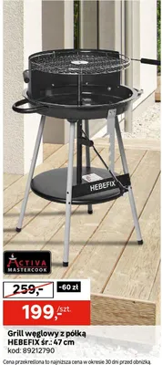 Grill węglowy z półką hebefix śr.: 47cm promocja w Leroy Merlin
