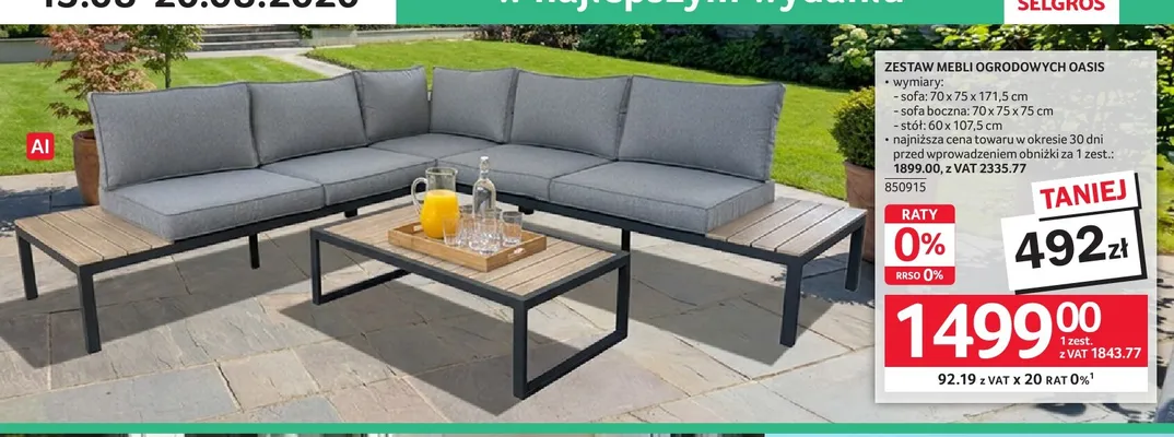 Zestaw mebli ogrodowych Oasis promocja w Selgros
