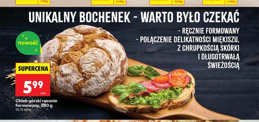 Chleb górski ręcznie formowany promocja w Biedronka