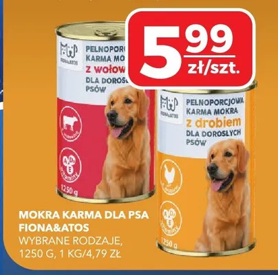 Mokra karma dla psa Fiona&Atos z drobiem promocja w Top Market