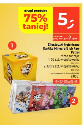Chusteczki higieniczne Kartika Minecraft lub Paw Patrol promocja w Dealz