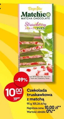 Czekolada truskawkowa z matchą Beyoğlu Matchico promocja w Żabka