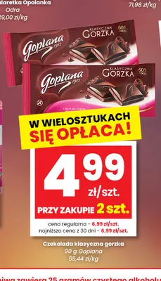 Czekolada klasyczna gorzka Goplana promocja w emma MARKET