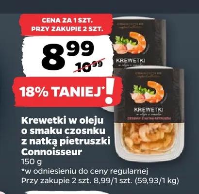 Krewetki w oleju o smaku czosnku z natką pietruszki Connoisseur promocja w Netto