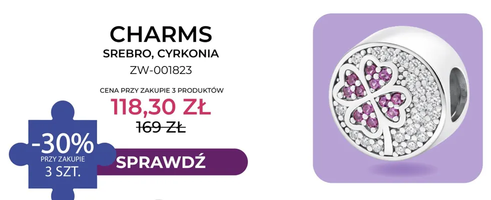 Charms srebro cyrkonia ZW-001823 Briju promocja w Briju