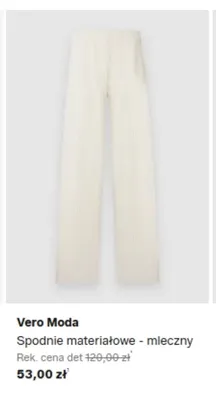 Spodnie materiałowe Vero Moda mleczny promocja w Lounge by Zalando