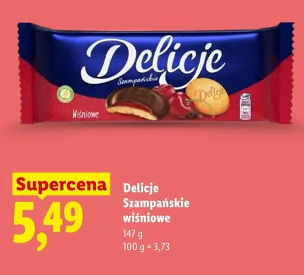 Ciastka Delicje Szampańskie wiśniowe promocja w Lidl