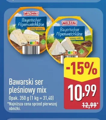 Bawarski ser pleśniowy mix Milsani promocja w Aldi