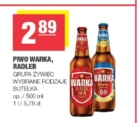 Piwo bezalkoholowe Warka Radler promocja w SPAR