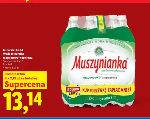 Woda mineralna magnezowo-wapniowa Muszynianka 6-pak promocja w Lidl